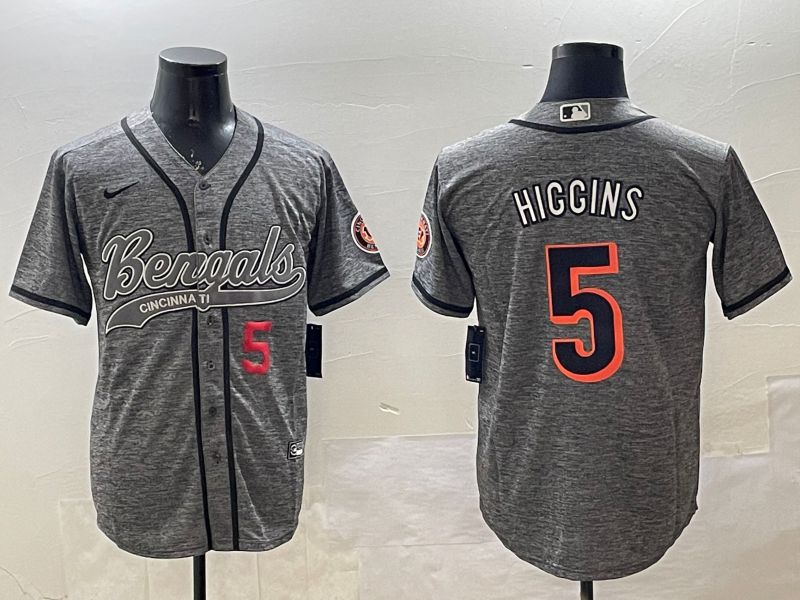Men Cincinnati Bengals 5 Hiccins Grey Joint Name 2025 Nike Limited NFL Jersey style 3